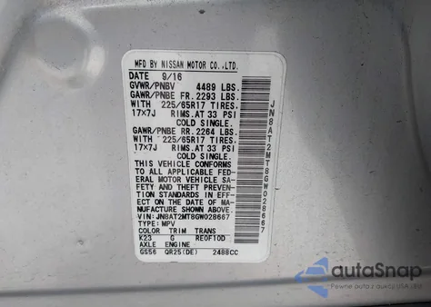 2016 Nissan Rogue S from USA, damaged, VIN JN8AT2MT8GW028667